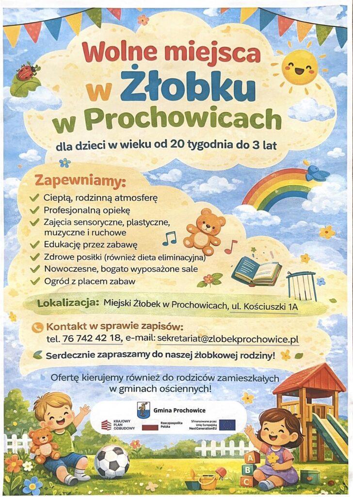  Wolne miejsca w Miejskim Żłobku w Prochowicach
