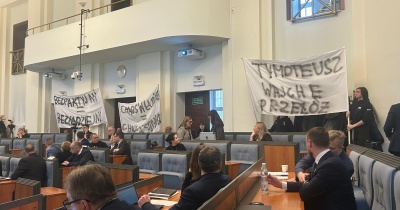 Podczas obrad Sejmiku protestowali Lubinianie