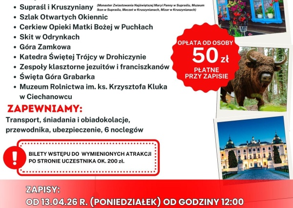 Podlasie w ruchu czyli gmina Rudna organizuje wyjazd za seniorów. Za grosze