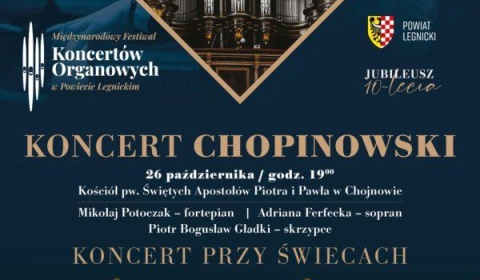 Zapraszamy na Festiwal Koncertów Organowych – Koncert Chopinowski w Legnickim Polu i Chojnowie