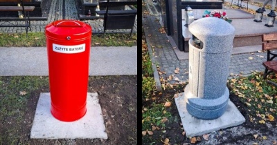 Nowe pojemniki na zużyte baterie i drobne odpady na legnickim cmentarzu