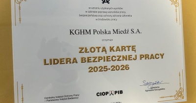 KGHM ze Złotą Kartą Lidera Bezpiecznej Pracy