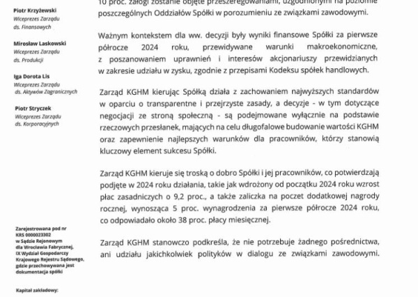 Życzenia dla KGHM w stolicy światowej gospodarki