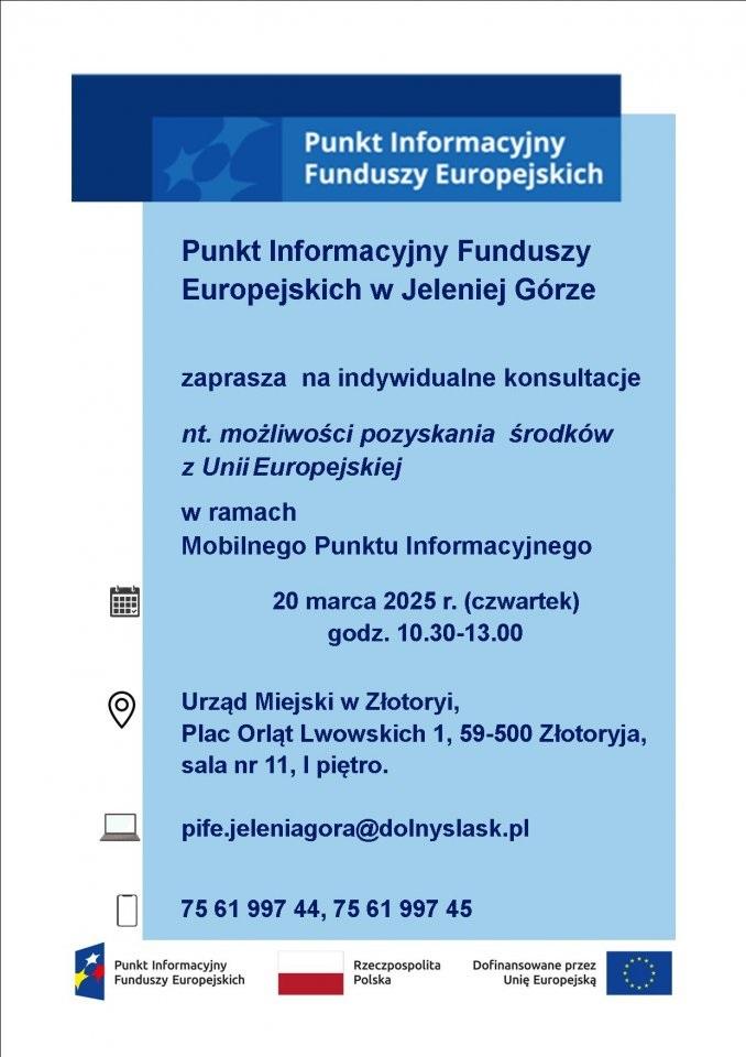 Mobilny punkt informacyjny Funduszy Europejskich w Złotoryi