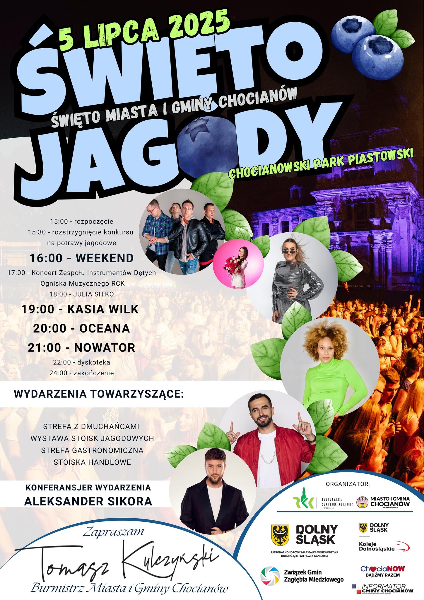 Jagodowe święto muzyki i rodzinnej zabawy – Chocianów zaprasza na Święto Jagody 2025