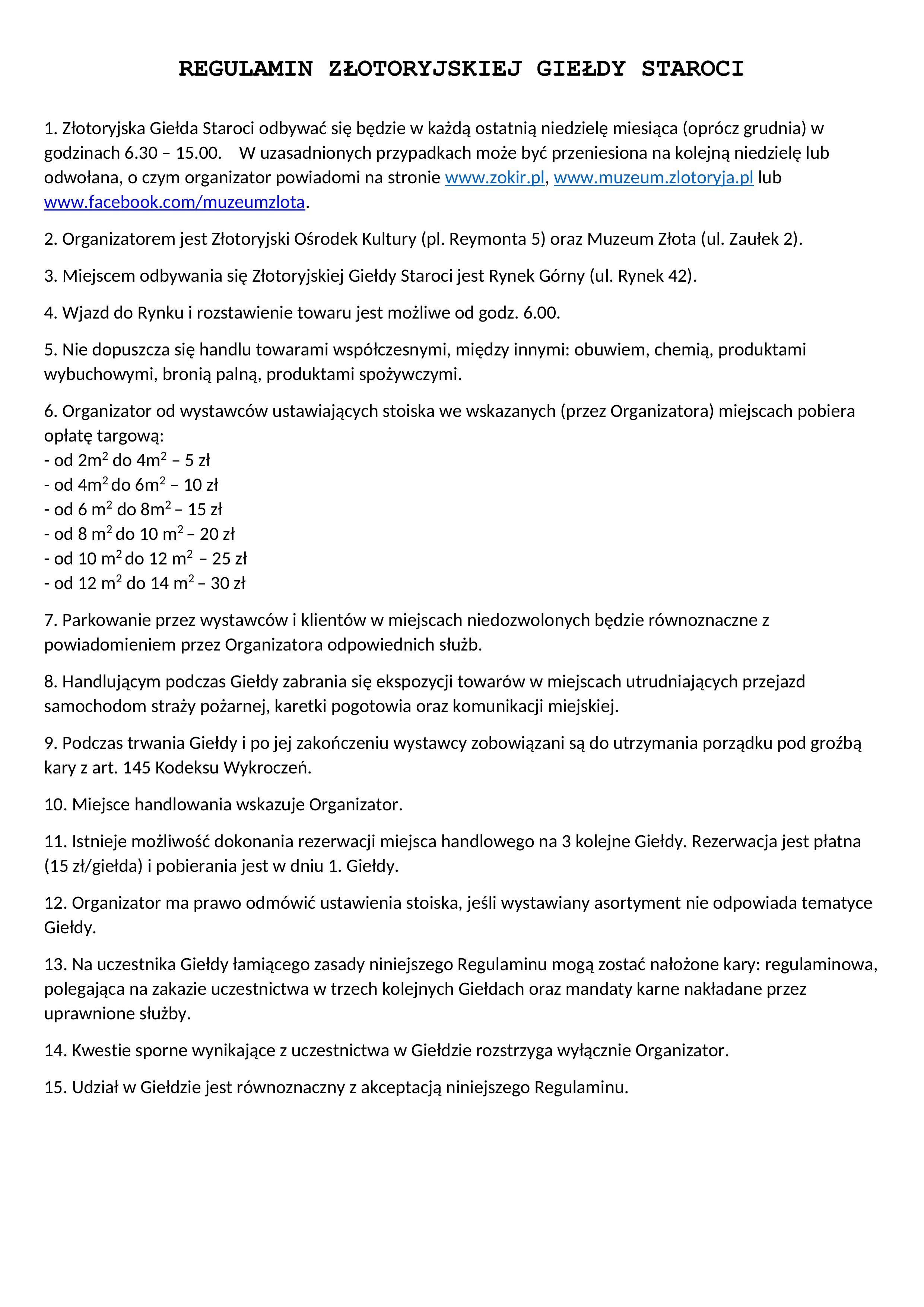  Zmiany w Złotoryjskiej Giełdzie Staroci 