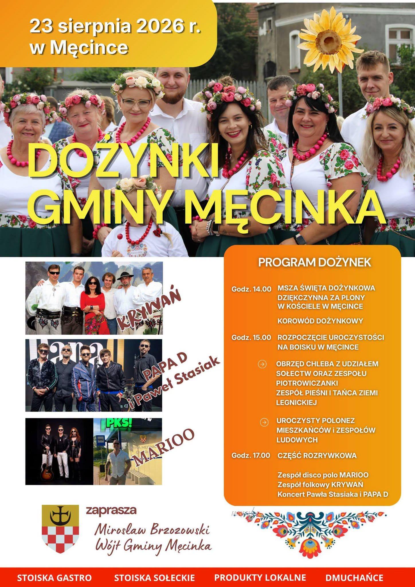 Dożynki Gminy Męcinka 2026. Rolnicy podziękują za plony, mieszkańcy będą świętować razem