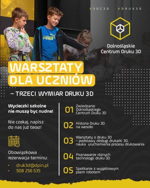 Warsztaty druku 3D dla uczniów w Dolnośląskim Centrum Druku