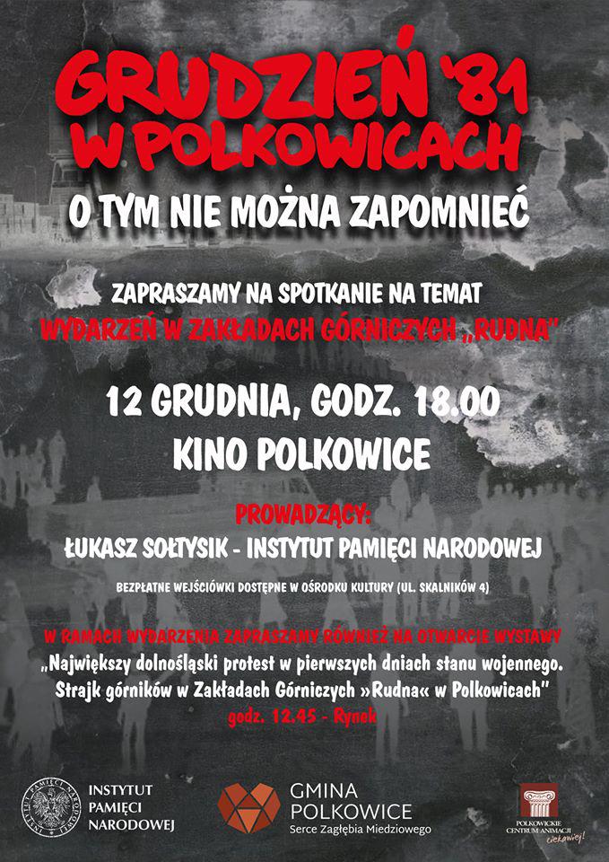 Polkowiczanie uczcą pamięć wydarzeń z Grudnia 1981 r.