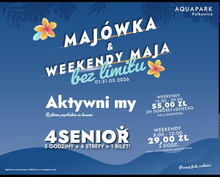 Majówka i weekendy pełne wrażeń! Aquapark Polkowice zaprasza na „Maj bez limitu”