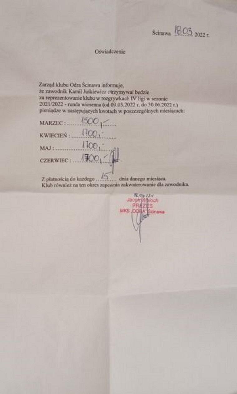 Odra Ścinawa oferuje pieniądze piłkarzom. I nie płaci