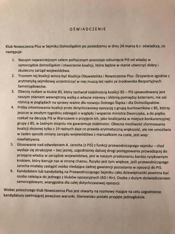 Nowoczesna+ gotowa do rewolucji w Sejmiku. Pali się grunt pod marszałkiem!
