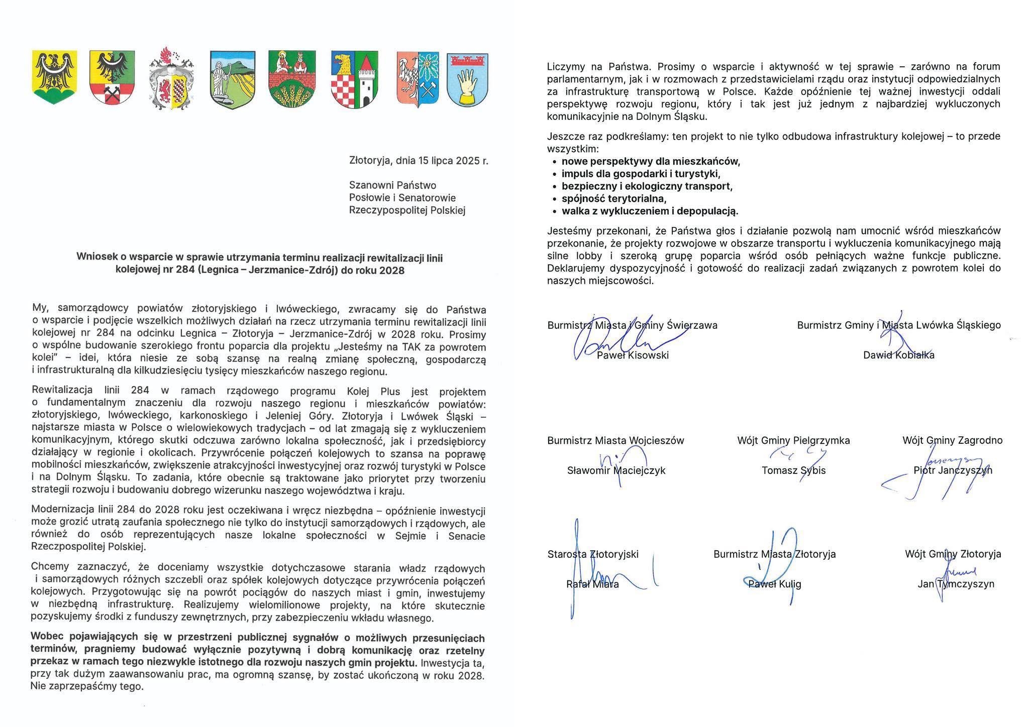 Samorządowcy apelują o kolei do Złotoryi. Minister R.Kropiwnicki "gasi" pożar
