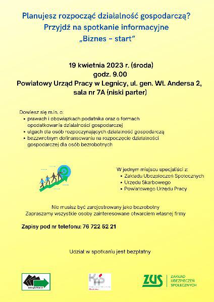 Urząd pracy zaprasza na spotkanie "Biznes-start"