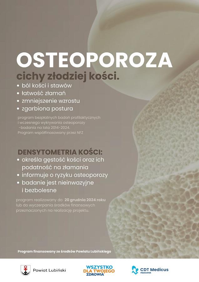 Powiat Lubiński wraz z CDT Medicus realizują Programy Profilaktyczne: wczesne Wykrywanie Osteoporozy oraz Chorób Otępiennych