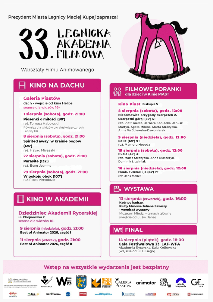 33. Legnicka Akademia Filmowa – Warsztaty Filmu Animowanego Legnica ponownie stanie się stolicą filmu animowanego