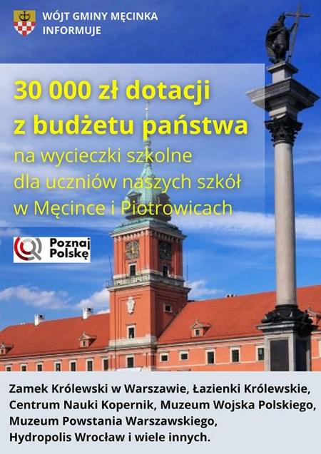 Męcinka z dofinansowaniem szkolnych wycieczek