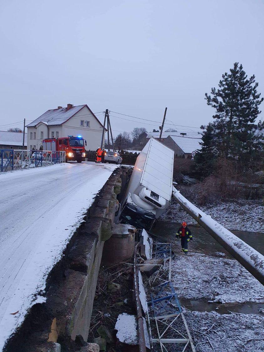 TIR wpadł do rzeki