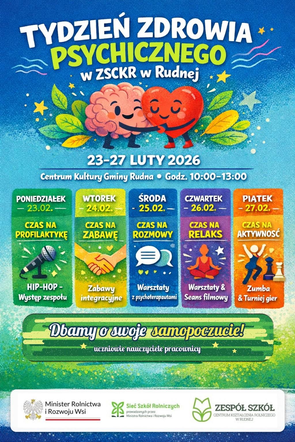 Tydzień Zdrowia Psychicznego w ZSCKR w Rudnej