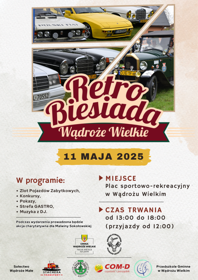 Zapraszamy na Retro Biesiadę do Wądroża Wielkiego. Samochodowe perełki do zobaczenia w niedzielę